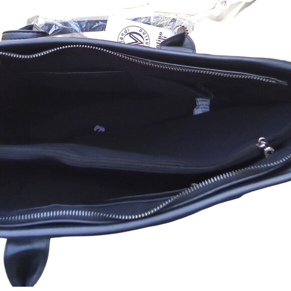 Valentino Orlandi NEW Black Quilted Vegan Leather 3 Compartment Tote & Pouch - Picture 5 of 10